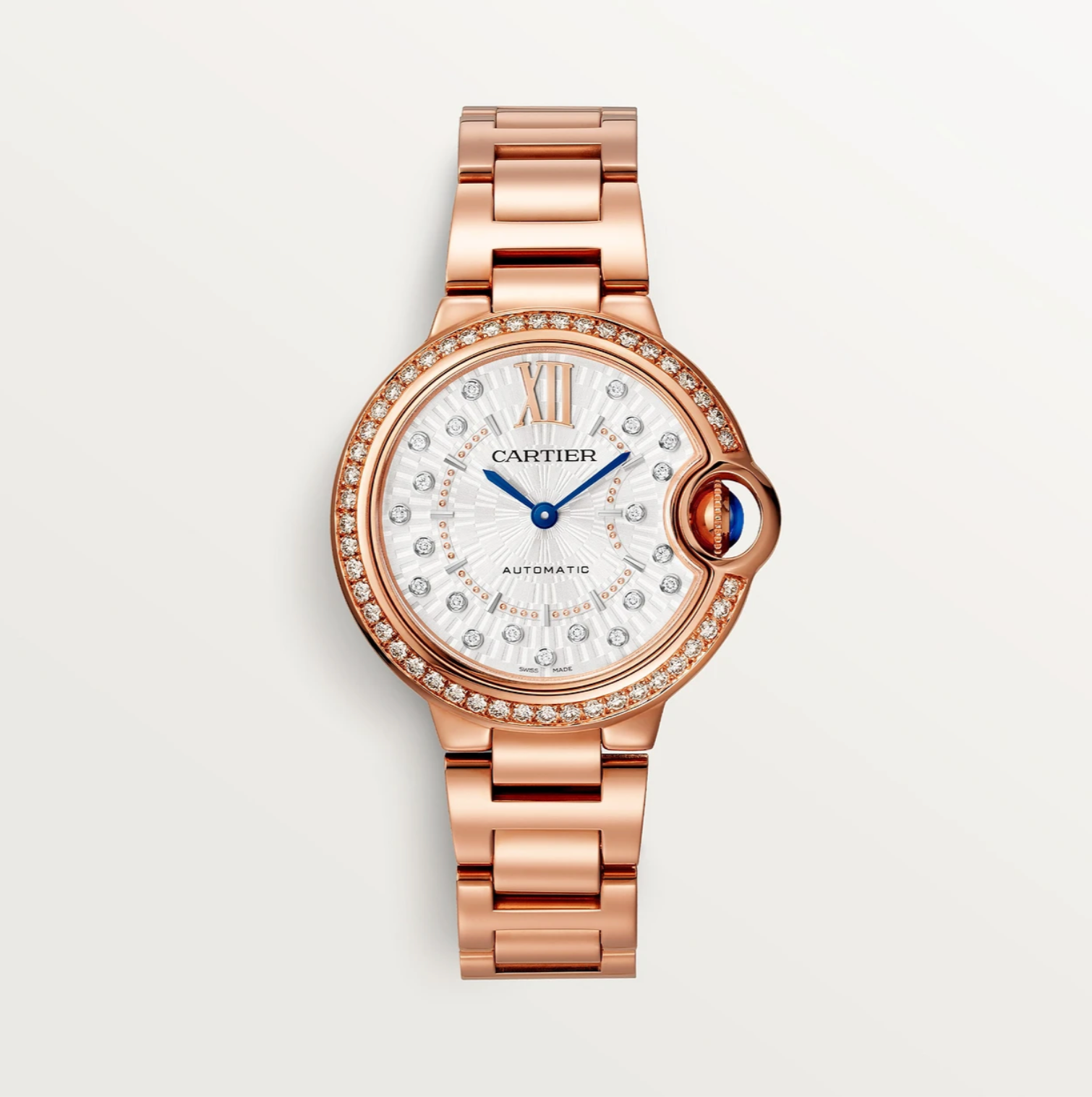 Ballon Bleu de Cartier 36mm Roségold Diamantlünette Automatik-Uhr