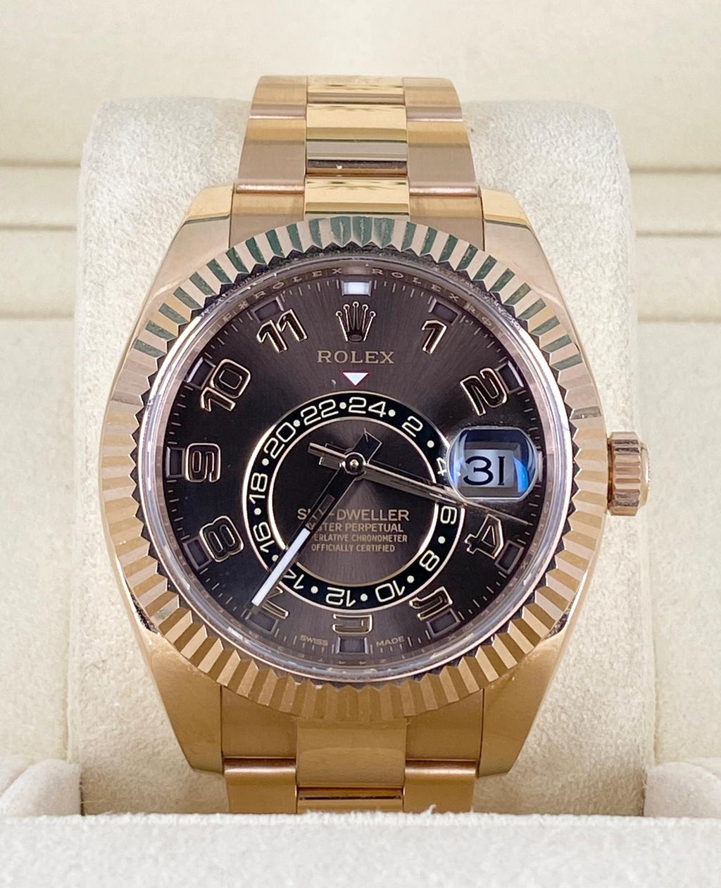 Rolex Sky-Dweller Roségold Schokoladen-Zifferblatt