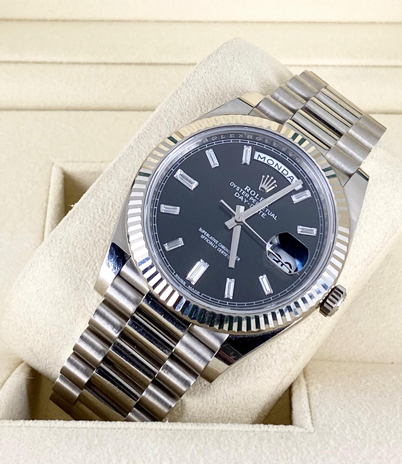 Rolex Day-Date 40, Weißgold, mit Box und Papieren