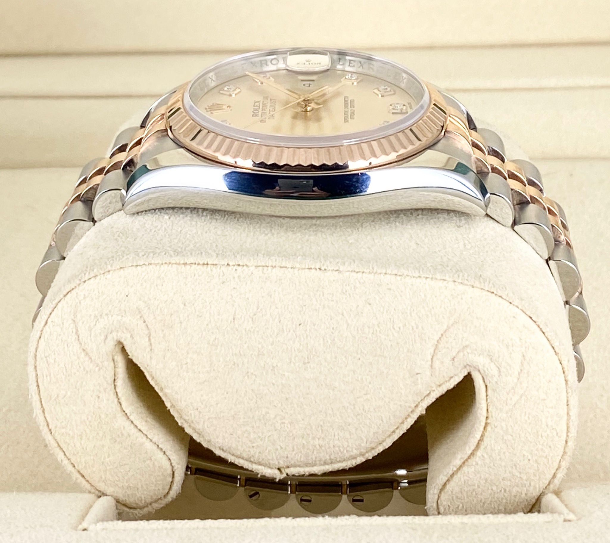 Rolex Datejust 36, Zweifarbig Roségold, vollständiges Set, Diamanten