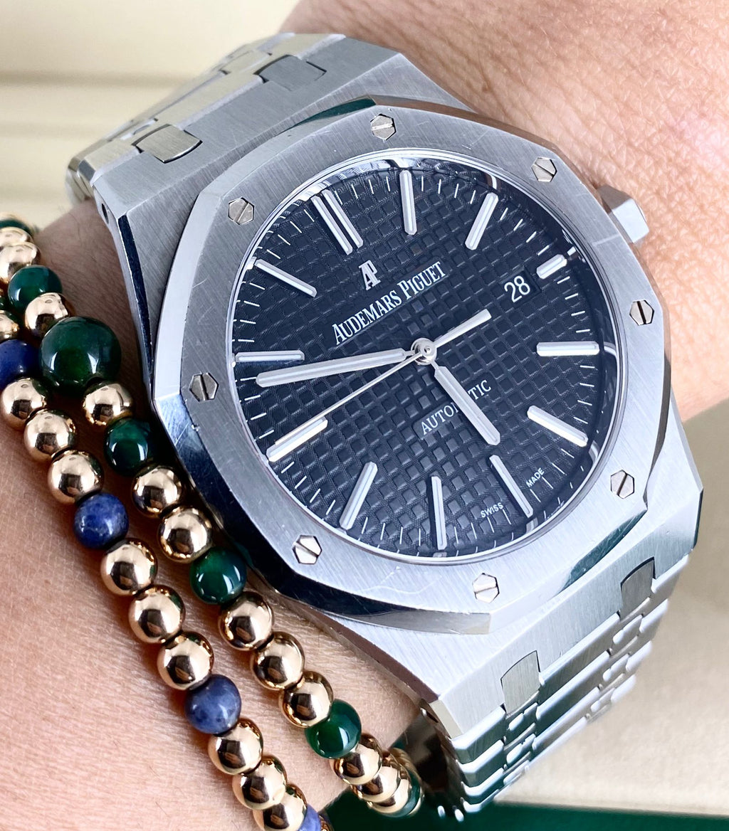 Audemars Piguet Royal Oak Selbstaufzug, 41 mm Stahl, schwarzes Zifferblatt