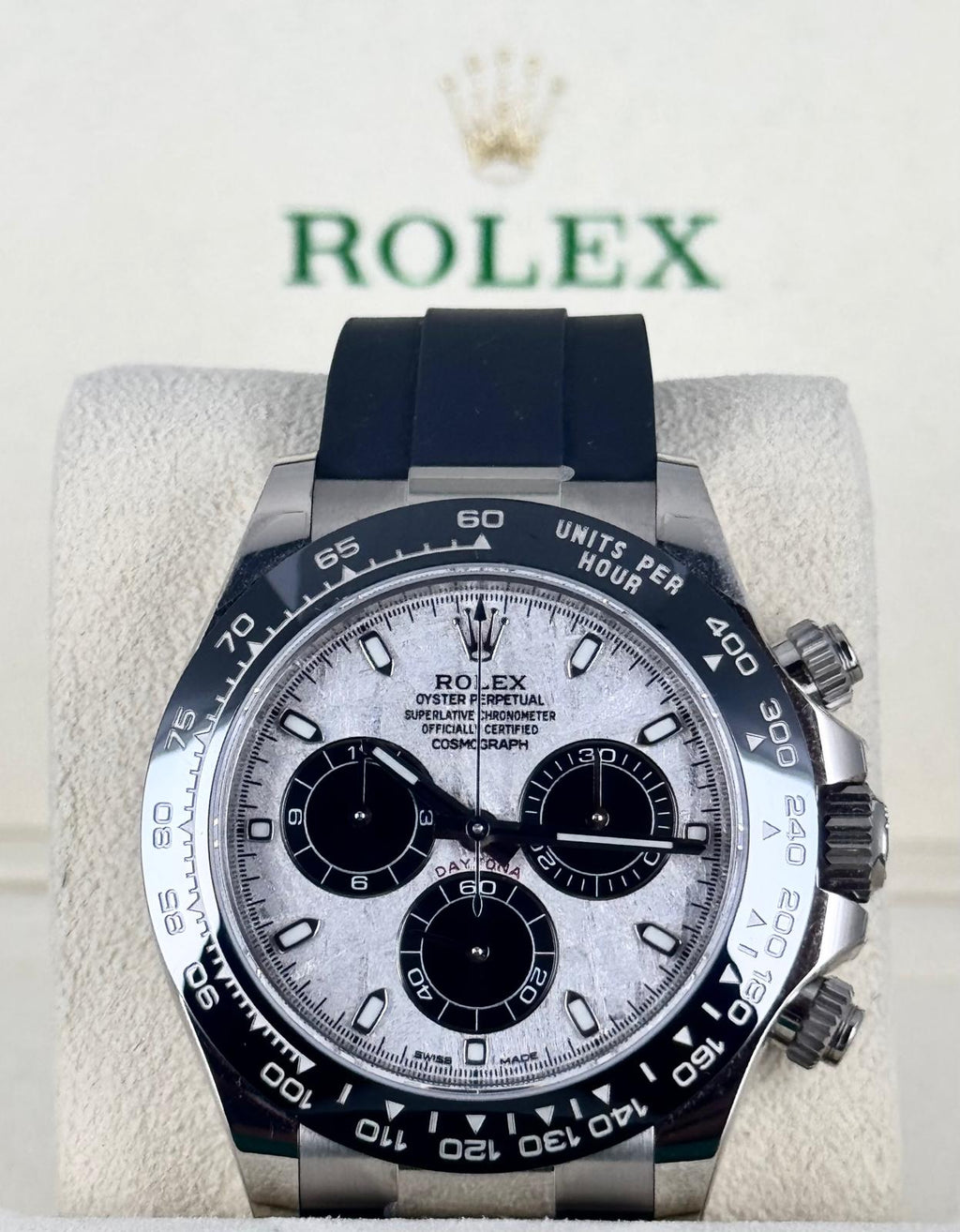 Rolex Daytona Meteoriten-Zifferblatt Vollständiges Set + Kopie der Originalrechnung 2023 Ungetragen