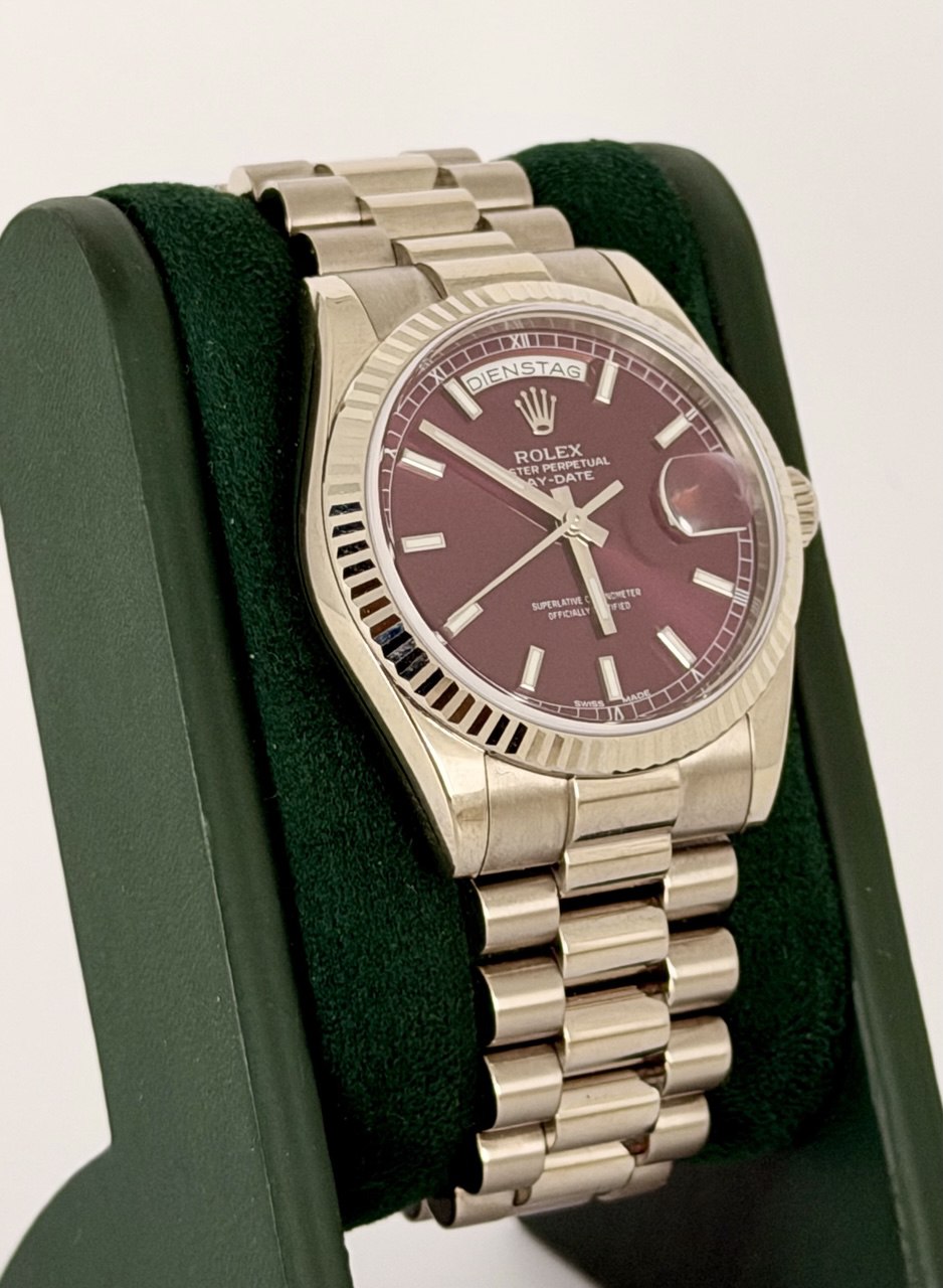 Rolex Day-Date 36 Kirsch-Zifferblatt Komplettset wie neu kein Stretch Wien Set