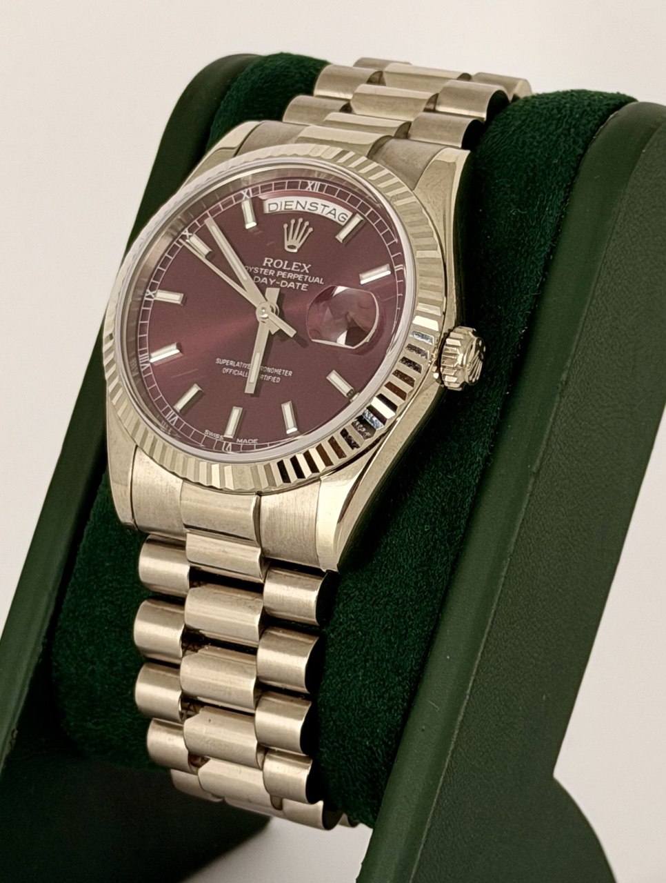 Rolex Day-Date 36 Kirsch-Zifferblatt Komplettset wie neu kein Stretch Wien Set