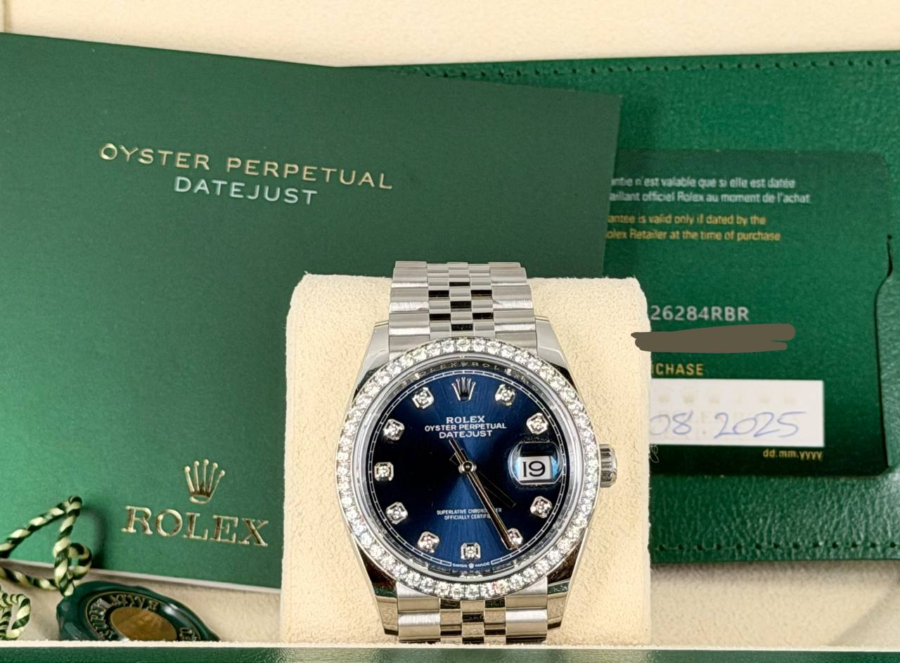 Rolex Datejust 36 Werksdiamantlünette und Werksdiamantzifferblatt Neu 08-2025