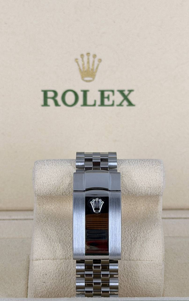 Rolex Datejust 41 blaues Zifferblatt mit Stabindizes, 2020, neue Karte, neuwertiger Zustand, Jubilee-Armband, Weißgold-Lünette