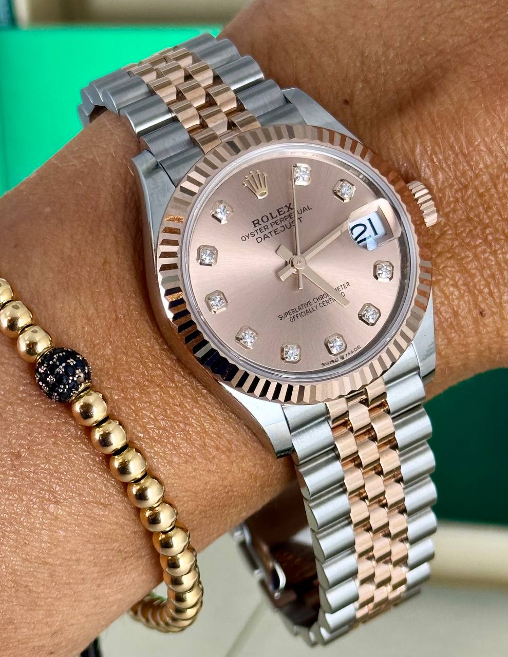 Rolex Datejust 31, Bicolor, mit Box und Papieren