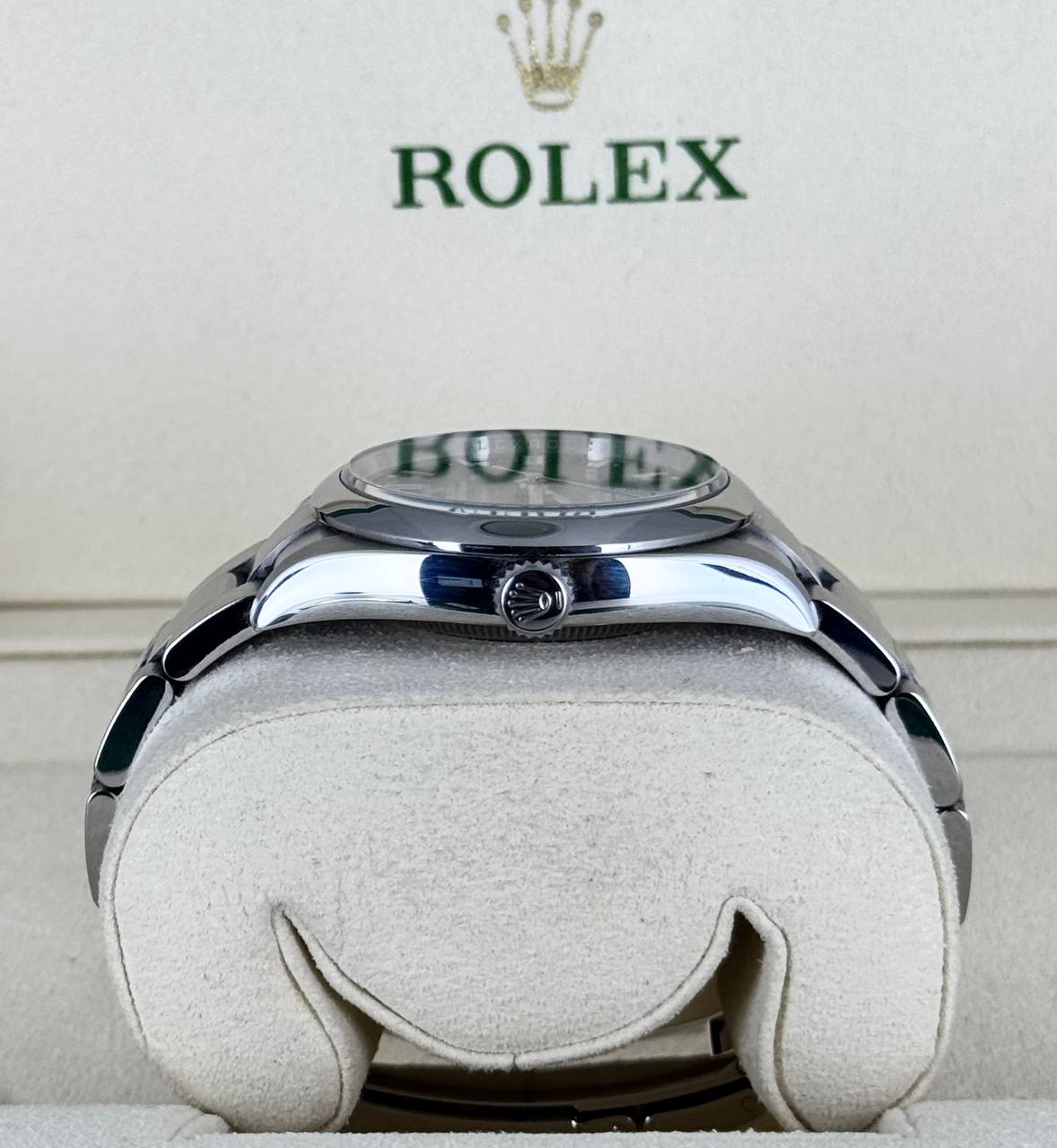Rolex Oyster Perpetual 36, blaues Zifferblatt 2021, wie neu