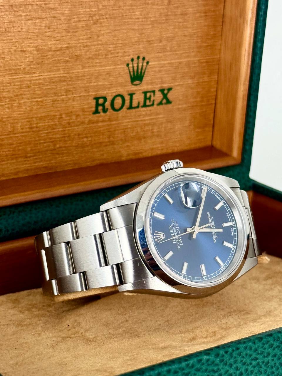 Rolex Datejust, blaues Zifferblatt, mit Box und Papieren