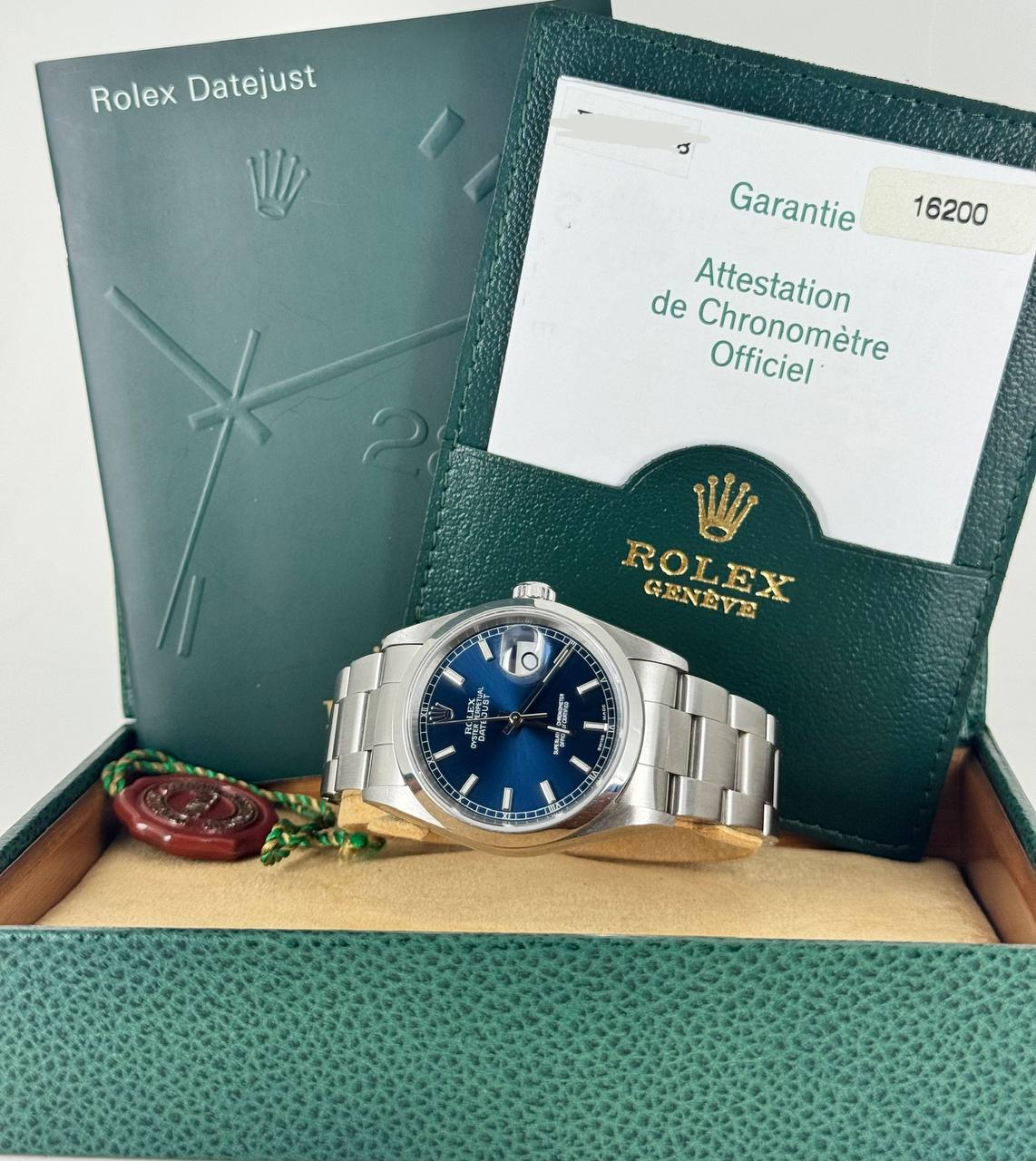 Rolex Datejust, blaues Zifferblatt, mit Box und Papieren